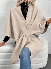 SHEIN Clasi Damen Einfarbige Lässig Cape Jacke, Herbst & Winter