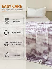 1pc Purple Tie-Dye Bubble Pattern Cozy Blanket - Purple - View 5