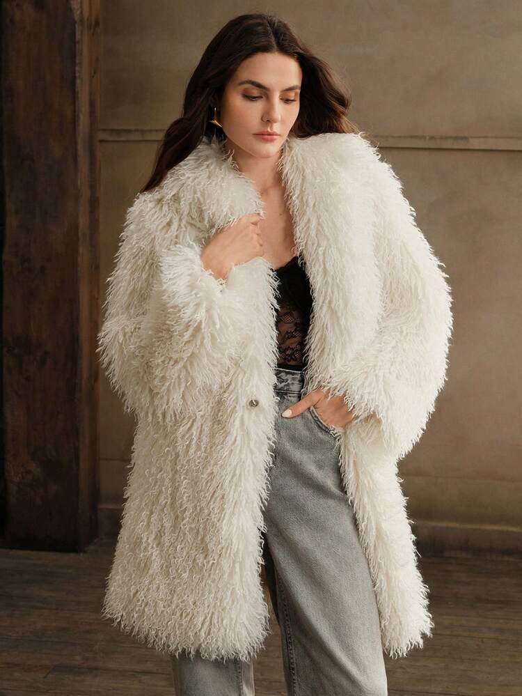 New Autumn Winter Elegant Fluffy Long Coat Fashion Parka Outerwear For Women For Holiday Party Clothes