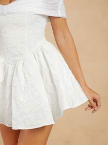 SHEIN Unity Off Shoulder Textured Fabric Midi Dress - White - View 6