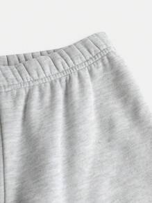 SHEIN 2 件套 Tween 女童宽松字母图案印花连帽衫和阔腿裤运动装