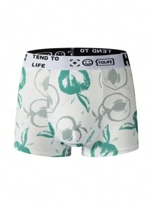 4pcs/Pack Men's Simple Letter Print Casual Boxer Briefs - Multicolor - View 3