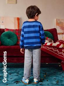 2 件套小男孩圣诞恐龙条纹运动衫和运动裤 2 件套