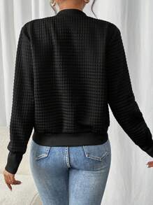 SHEIN Frenchy Damen einfarbige lange Arm Lässige kurze Baseball Jacke, Frühling und Herbst