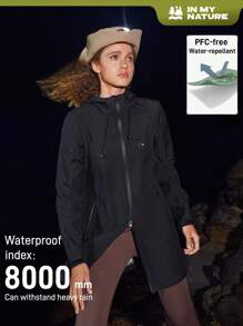 In My Nature In My Nature Women's Solid Color Drawstring Hooded Outdoor Windbreaker Jacket Winter Women Tops