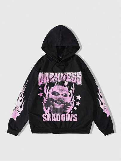 Street Life Felpa Con Cappuccio E Coulisse Con Stampa Di Lettere E Ritratti Da Uomo, Autunno/Inverno