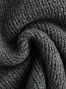 Sweetra 女士休闲撞色蝴蝶结露肩针织毛衣，秋冬针织套头衫 - 灰色 - 查看 3