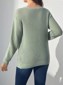 SHEIN Maternity V-Neck Long Sleeve Single-Breasted Casual Cardigan, Autumn/Winter - Mint Green - View 3