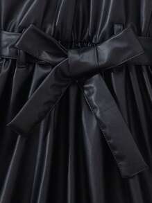Vestido negro de manga larga y talle ajustado con cinturón a juego, estilo punk para niña joven, primavera/otoño