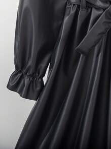 Vestido negro de manga larga y talle ajustado con cinturón a juego, estilo punk para niña joven, primavera/otoño