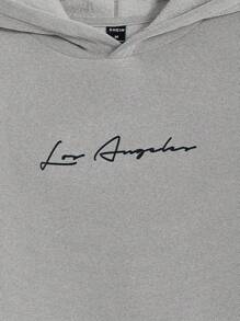 Manfinity VCAY Men's Casual Letter Print Hooded Sweatshirt For Spring Autumn - Light Grey - View 4