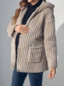 SHEIN 孕妇蓬松冬季夹克和连帽外套，适合孕妇，秋冬装