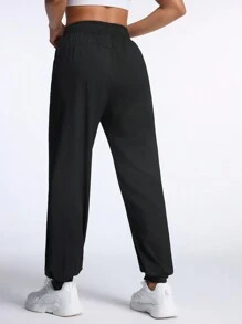 Gameset SHEIN Sport 女式带口袋运动裤 - 黑色 - 查看 2