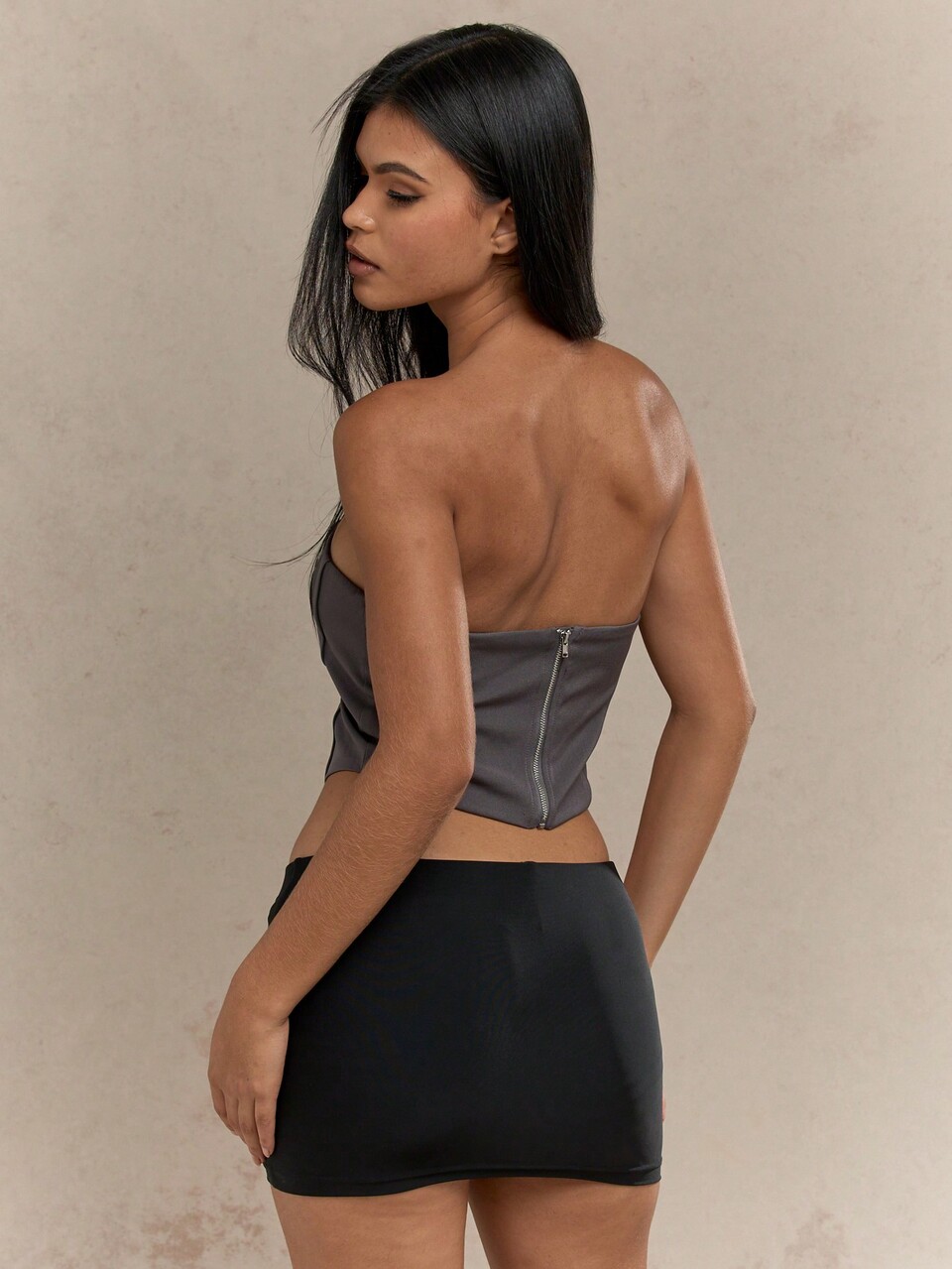 MISSGUIDED Zip Through Closure Boned Corset Top