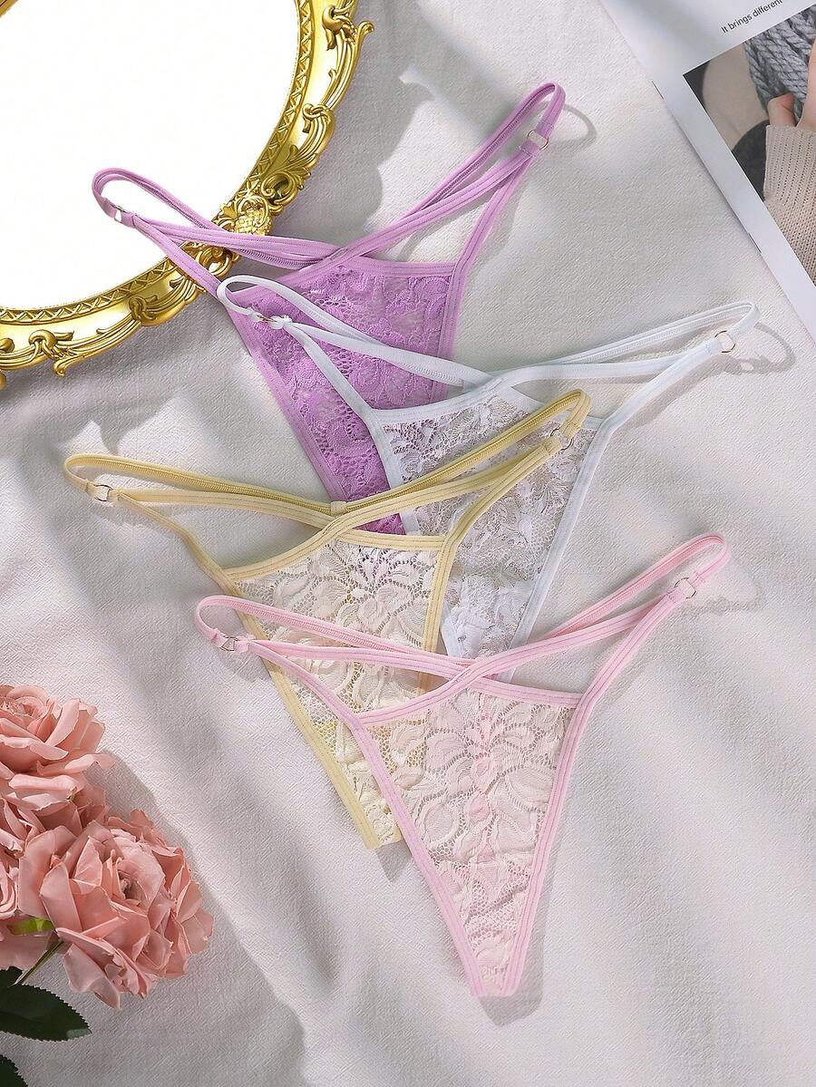 4 件套女士性感蕾丝内衣 - 彩色 - 查看 1