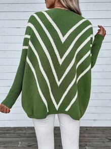 Chiquease Women's Loose Batwing Striped Knit Sweater Knit Pullover Fall Winter Outfit