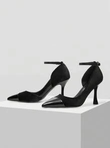 MOTF PREMIUM 时尚尖头高跟拼布高跟鞋，适合新年假期、情人节 - 黑色 - 查看 5