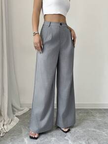 Chiquease Pantalones palazzo casuales y elegantes para mujeres - Gris - Ver 3