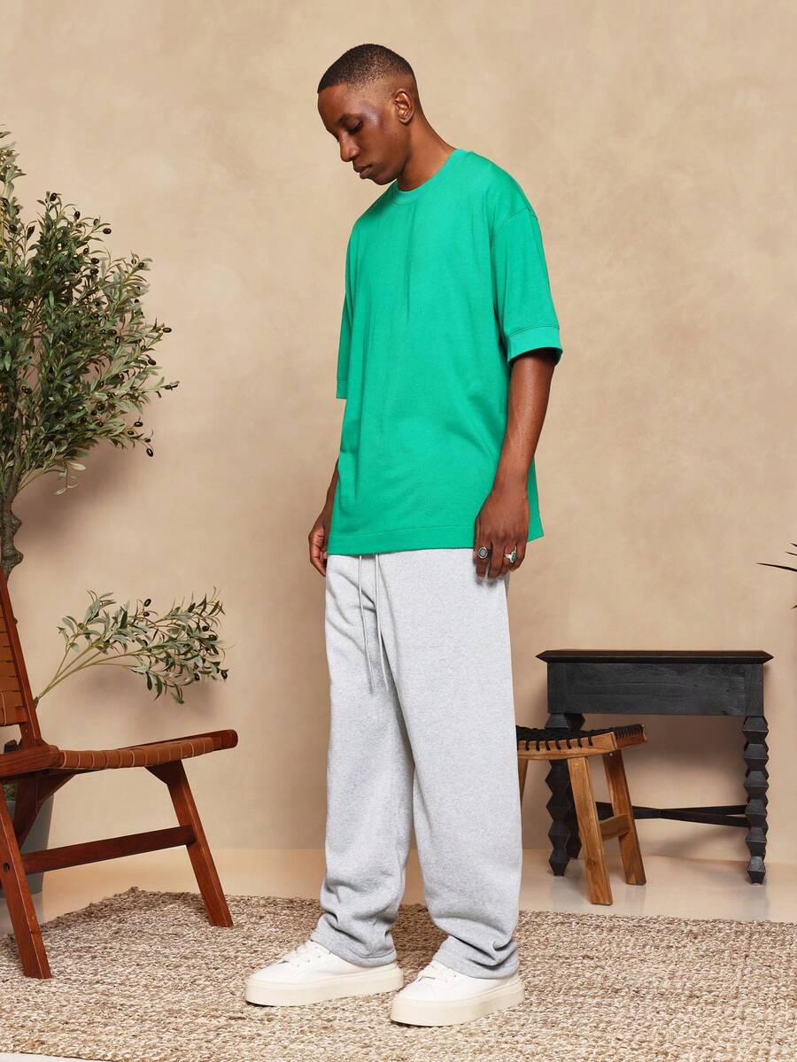 SUMWON Oversized Fit Elbow Sleeve Essential Tee - Green - View 1