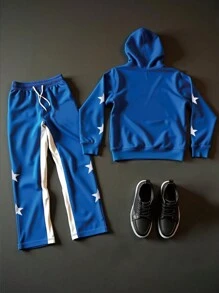 Manfinity Roghcode Herren Mode Streetwear Reißverschluss Kapuzenpullover Set - Blau - Übersicht 2