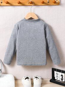 SHEIN Young Boy Casual V-Neck Textured Tee - Grey - View 2