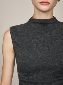 BizChic Women's Casual Elegant Sleeveless Cropped Top 2 Pieces Set, Suitable For Party, Christmas, Autumn/Winter - Grey - View 4