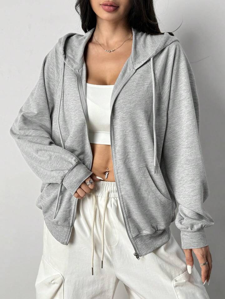 SHEIN フード付きグレー パーカー L size - メルカリ
