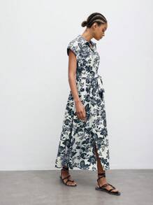 Maija 女士花卉印花前纽扣休闲秋千连衣裙，适合夏季