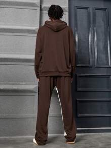 Manfinity Streetrush 2pcs/Set Men Fashion Brand Hoodie Sweatshirt & Flared Pants Tracksuit