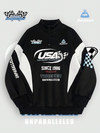 Coolane Sudadera de manga larga con estampado de letras en bloque de color para mujer, ropa deportiva informal de calle y ocio (atuendo atlético)