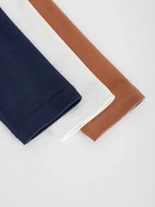 SHEIN Bộ 6 món/Bộ quần áo thun dài tay cổ tròn túi màu đơn giản cho bé trai, phù hợp với mọi mùa - Nhiều màu - Xem 3