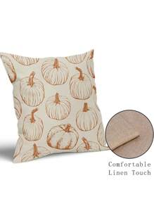 1pc Autumn Pillow Sham, Burnt Orange Pumpkin Themed Thanksgiving Fall Harvest Decorative Throw Halloween Pillow Cover, Outdoor Cushion Cover Without Insert, Double-Sided Print For Sofa, Bed Home Decor