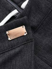 FRIFUL 女士纯色贴花开衩优雅半身裙