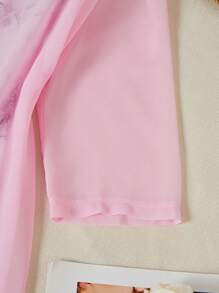 EMERY ROSE 2pcs Floral Print Sleeveless Dress And Solid See-Through Jacket Elegant Set - Multicolor - View 4