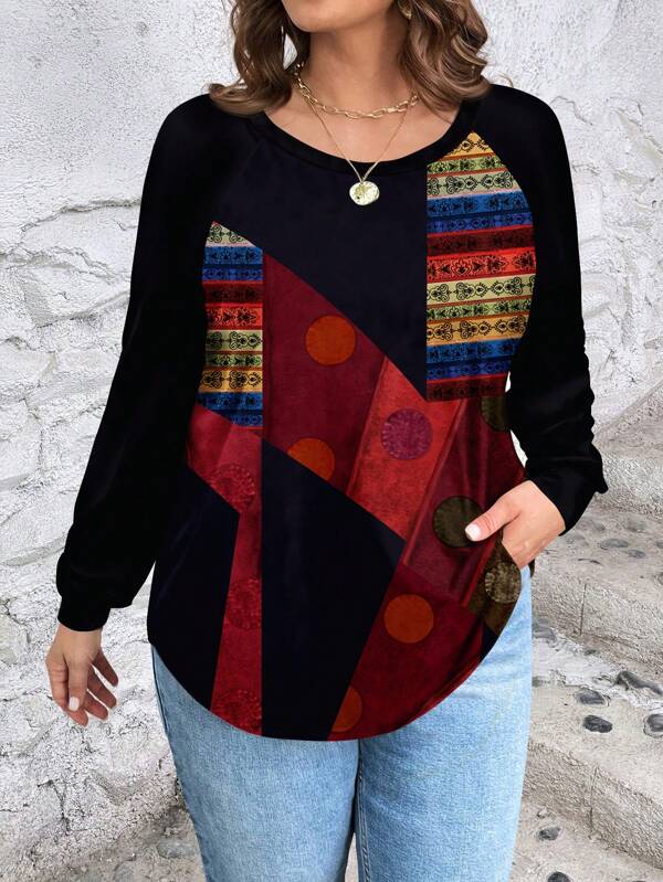 EMERY ROSE Tricou de damă, ocazional, cu mâneci raglan, cu mâneci raglan, cu gât turn, potrivit pentru toamnă și iarnă