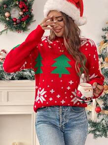 Chiquease Round Neck All-Over Print Casual Long Sleeve Sweater - Multicolor - View 3