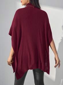 SHEIN 孕妇高领开叉毛衣，女式教师毛衣背心，秋冬季
