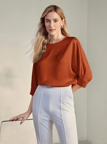 MOTF PREMIUM BLUSA CON MANGA TIPO MURCIÉLAGO, ESCOTE TRASERO DE OJO DE CERRADURA