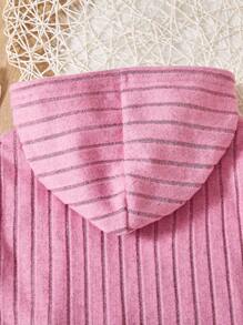 SHEIN 2pcs Outfit For Tween Girl, Casual Daily Wear Hooded Knit Top And Flare Leg Knit Pants Set, Suitable For Autumn And Winter