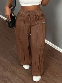Slaydiva Casual Grey Loose Fit Straight Leg Pants