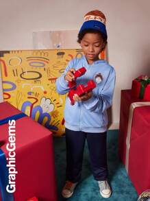 2pcs/Set Tween Boys Christmas Hooded Sweatshirt Hoodie And Cuffed Sweatpants Outfit