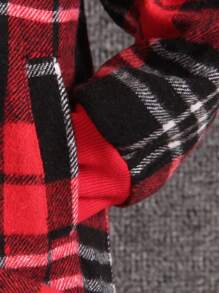 SHEIN Young Boy Casual Plaid Pattern Hooded Cardigan Jacket, Warm Fabric, Fashionable & Versatile Design, Great For Outdoor, School And Daily Wear, Boy Coat