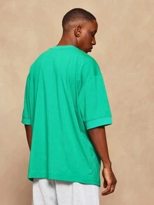 SUMWON Oversized Fit Elbow Sleeve Essential Tee - Green - View 4