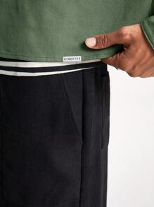 Manfinity VCAY Men's Loose Woven Long Sleeve Shacket, For Fall Winter - Green - View 5