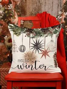 4pcs, Christmas Pillowcase 18x18 Inch Christmas Tree Gloves Hello Winter Decor Cuddle Pillowcase Winter Farmhouse Decor Family Sofa - Multicolor - View 6