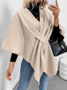 SHEIN Clasi Damen Einfarbige Lässig Cape Jacke, Herbst & Winter