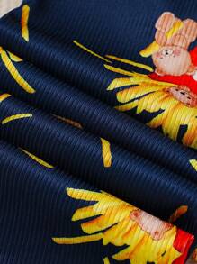 2pcs Young Boy Casual White Fries Bear Print Snug Fit Long Sleeve Top And Pants Loungewear Set - White - View 6