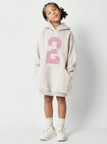 Áo hoodie SUMWON ấm áp, kiểu dáng rách rưới, chất liệu nỉ dày dặn, thích hợp mặc mùa đông, thể thao, mùa thu, thường ngày, phong cách đường phố, thời trang trẻ em, đi nghỉ mát. - Màu be - Xem 3