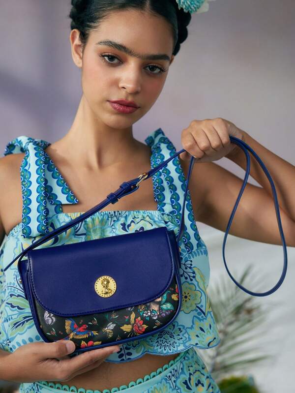 Frida Kahlo X SHEIN Women Floral And Bird Print Crossbody Bag, GIFTS