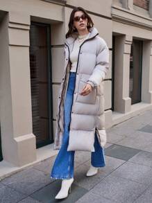 Damska kurtka puchowa z zamkiem błyskawicznym z dwóch stron, ubrania zimowe